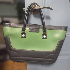Michael Kors Green and Black Structured Tote with Contrast Trim